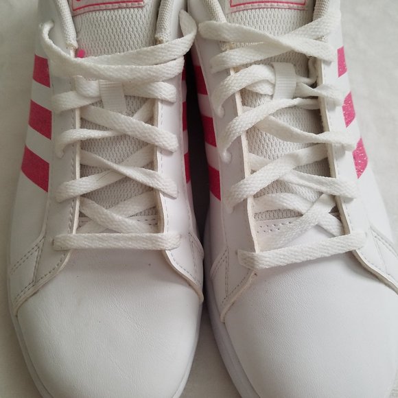 ADIDAS GRAND COURT SHOES White/Glitter Pink sz 7 - Picture 5 of 5
